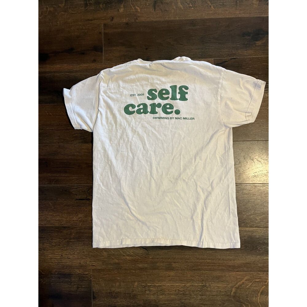 Mac Miller Self Care T-Shirt – Swimming Album Merch – White/Green – M